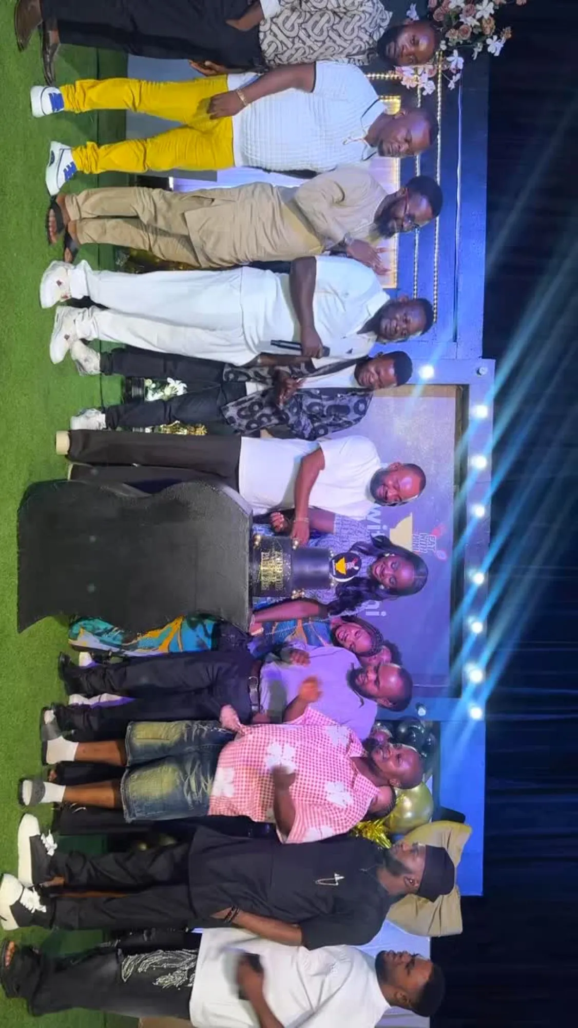 Guests on stage at the end-of-year party