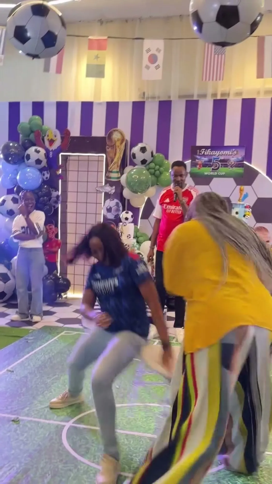 Football lanterns hanging over the dance floor