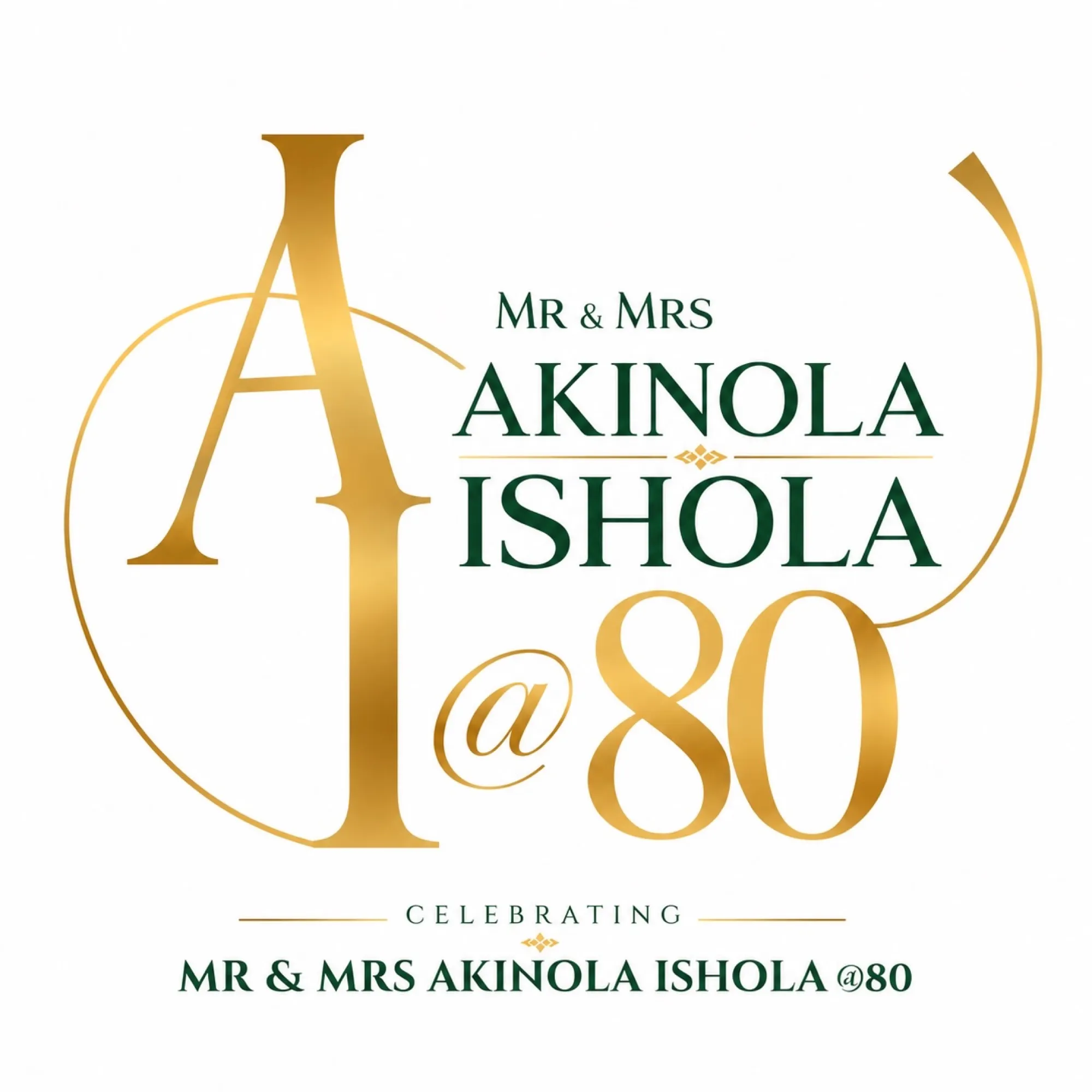 The gold Akinola Ishola @80 celebration logo